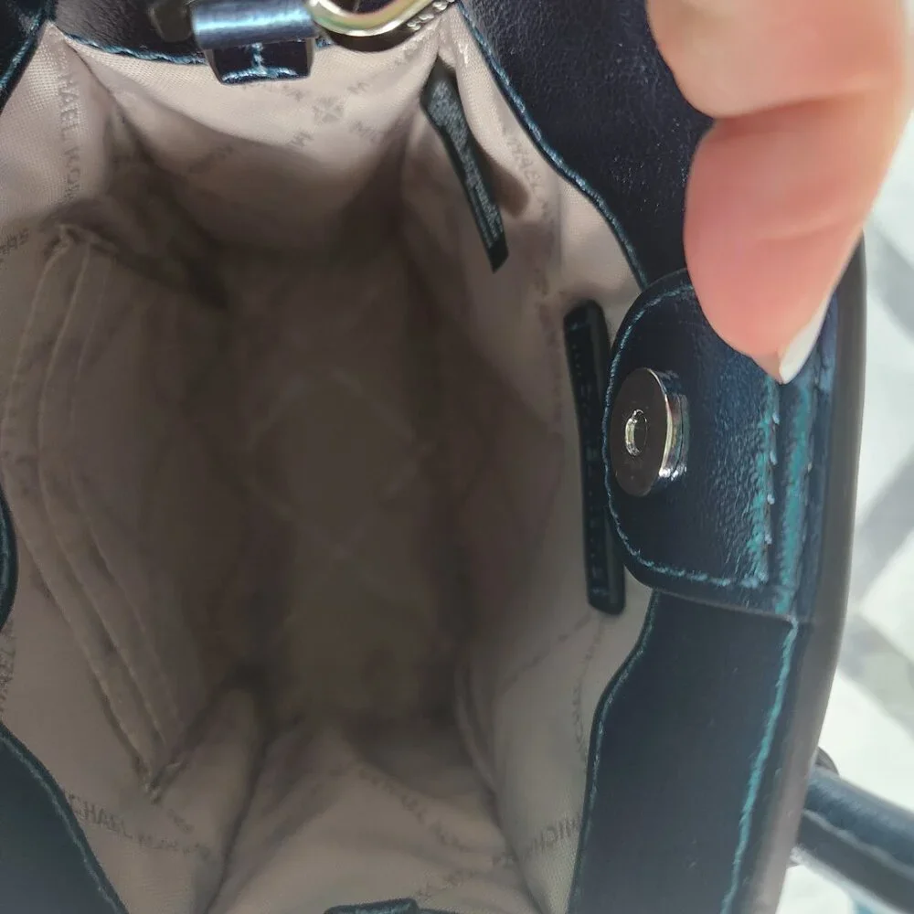 Mercer Extra-Small Patent Crossbody Bag Metallic Teal Blue - Picture 9 of 16